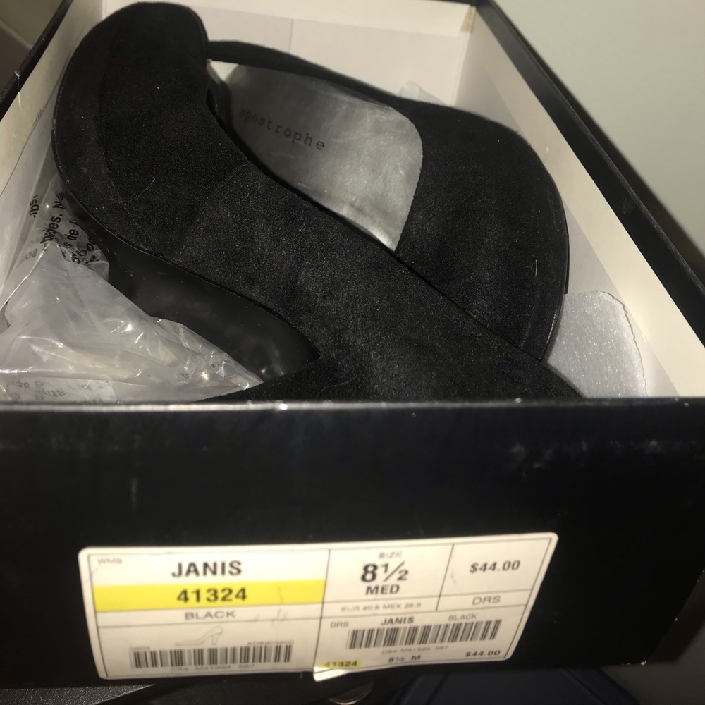 Vintage Apostrophe black suede heels